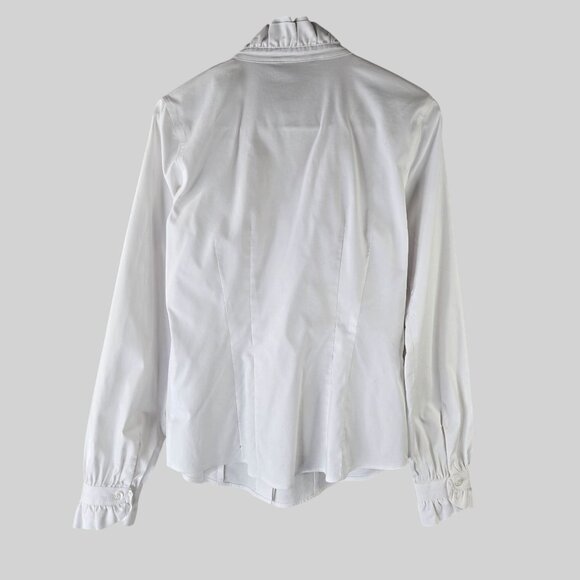 Brooks Brothers Buttondown Shirt White Ruffle Academia Old Money Preppy Work Top - Picture 3 of 13